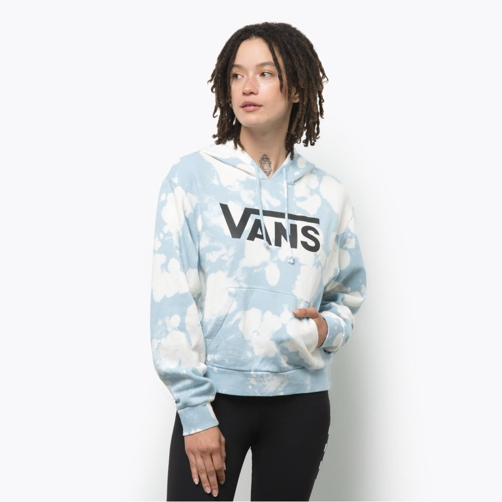 Vans Oxide Crop Pullover Hoodie Sweatshirt Cristal Clouds Small